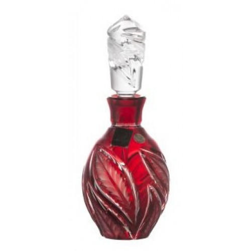 Levelek kristály cseppentős parfümös üveg, rubinvörös színű, űrmértéke 130 ml